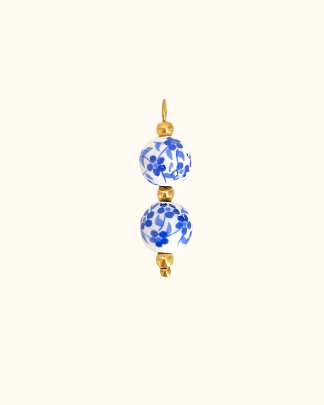 Double Blue Flower Charm