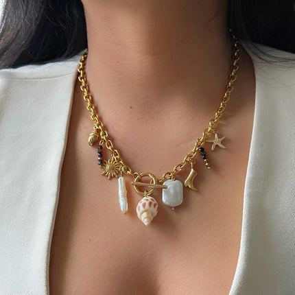 Brown Striped Shell Charm