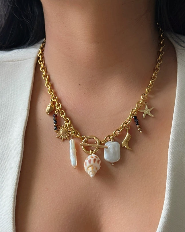 Brown Striped Shell Charm