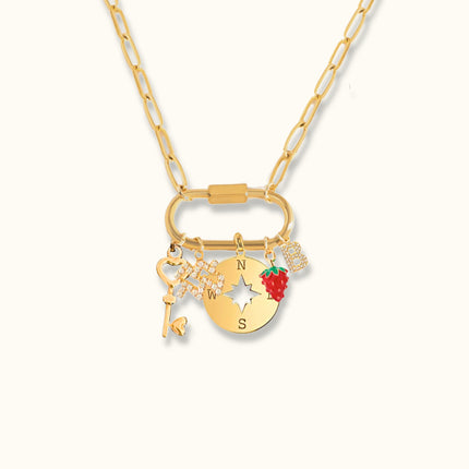 Celestial Key & Compass Charm Necklace