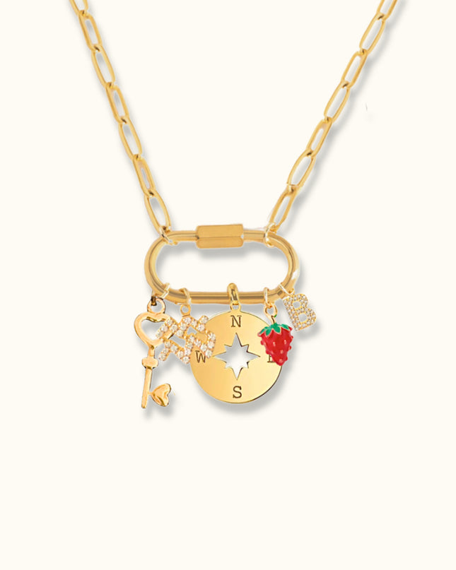 Celestial Key & Compass Charm Necklace